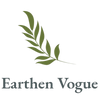 Logo of 'Earthen Vogue' with green leaves on a white background